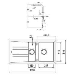 Teka Stone 60 B TG Granit Evye + ARK 938 Armatür Seti (Beyaz) Hemen Al