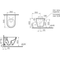 VitrA Integra Asma Klozet Rim-ex 54 cm Beyaz 7041L003-0075 Hemen Al