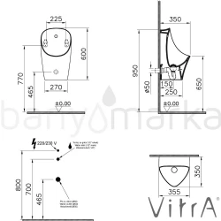 VitrA M-Line Temassız Fotoselli Pisuvar Elektrikli 8305B003-5633 Hemen Al