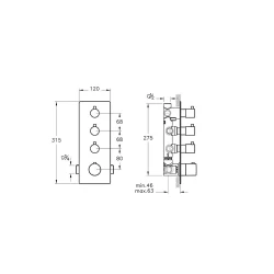 Vitra AquaHeat S5 5 Yollu Yönlendirici Ankastre Banyo-Duş Bataryası A47189 Hemen Al