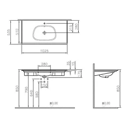 Vitra Frame 105x50 Cm Mat Bej Etajerli Lavabo 5709B420-0001 Hemen Al