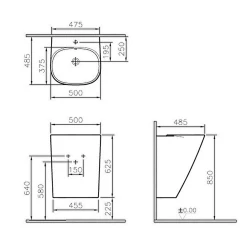 Vitra Frame 50x48 Cm Yarı Monoblok Lavabo 5798B403-0001 Hemen Al