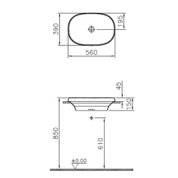 Vitra Frame 55x39 Cm Oval Tezgahüstü Lavabo 5652B403-0016 Hemen Al