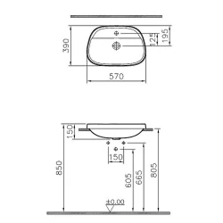 Vitra Frame 55x39 Cm Tezgahüstü Lavabo 5696B403-0041 Hemen Al