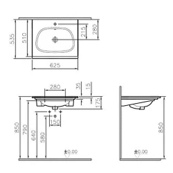 Vitra Frame 65x54 Cm Mat Bej Etajerli Lavabo 5707B420-0001 Hemen Al