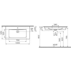 Vitra Metropole 100x53 Cm Mat Beyaz Etajerli Lavabo 7539B001-0001 Hemen Al