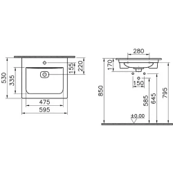 Vitra Metropole 60x53 Cm Mat Beyaz Etajerli Lavabo 7537B001-0001 Hemen Al