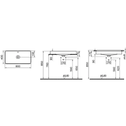 Vitra Metropole 80x40 Cm Dikdörtgen Tezgahaltı Lavabo 7536B003-1082 Hemen Al