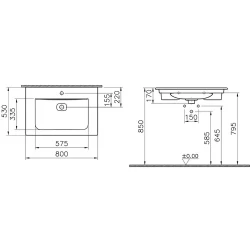 Vitra Metropole 80x53 Cm Mat Bej Etajerli Lavabo 7538B020-0001 Hemen Al
