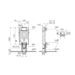 Vitra V12 2,5/4 L Asma Klozetler İçin Ayarlanabilir İnce Metal Ayaklı Gömme Rezervuar 762-1851-02 Hemen Al