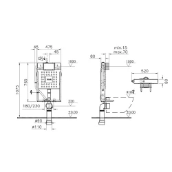 Vitra V8 2,5/4 L Asma Klozetler İçin Metal Ayaksız Gömme Rezervuar 768-1800-02 Hemen Al