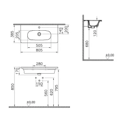 Vitra Zentrum 80x38 Cm Etajerli Lavabo 7792B003-0001 Hemen Al