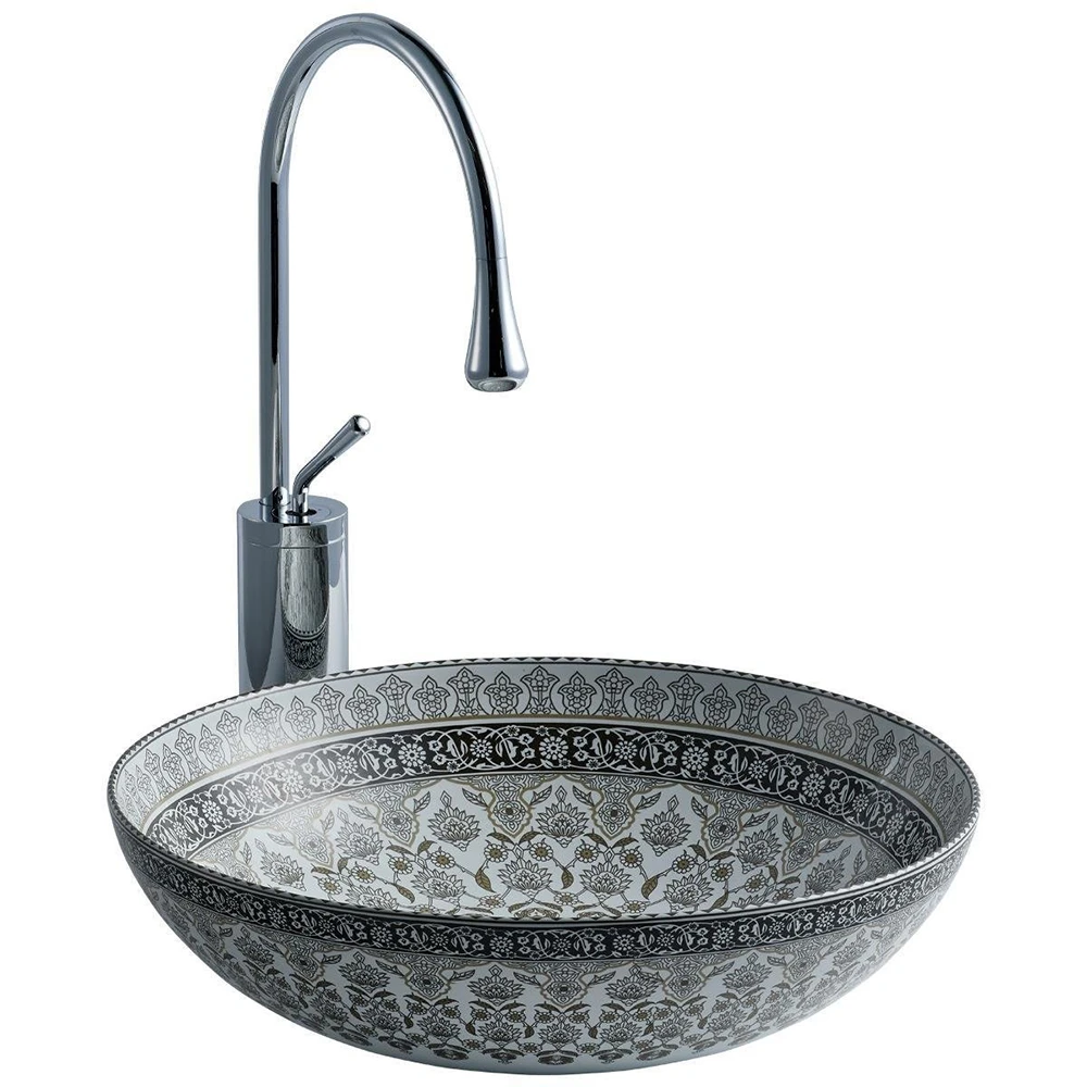 Lena EY-7031 40 Cm Gri Yuvarlak Tezgah Üstü Lavabo