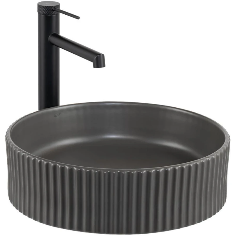 Lena E-W1001MF 40 Cm Yuvarlak Mat Füme Tezgah Üstü Lavabo