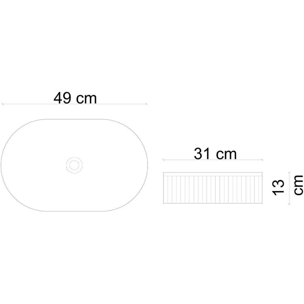 Lena E-W1002MB 49x31 Cm Mat Beyaz Tezgah Üstü Lavabo 3