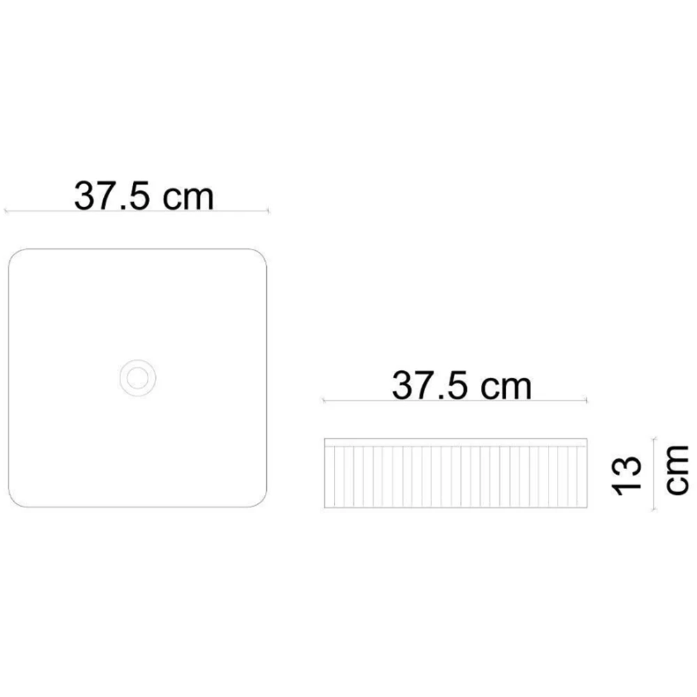 Lena E-W1003MB 37 Cm Kare Mat Beyaz Tezgah Üstü Lavabo 3