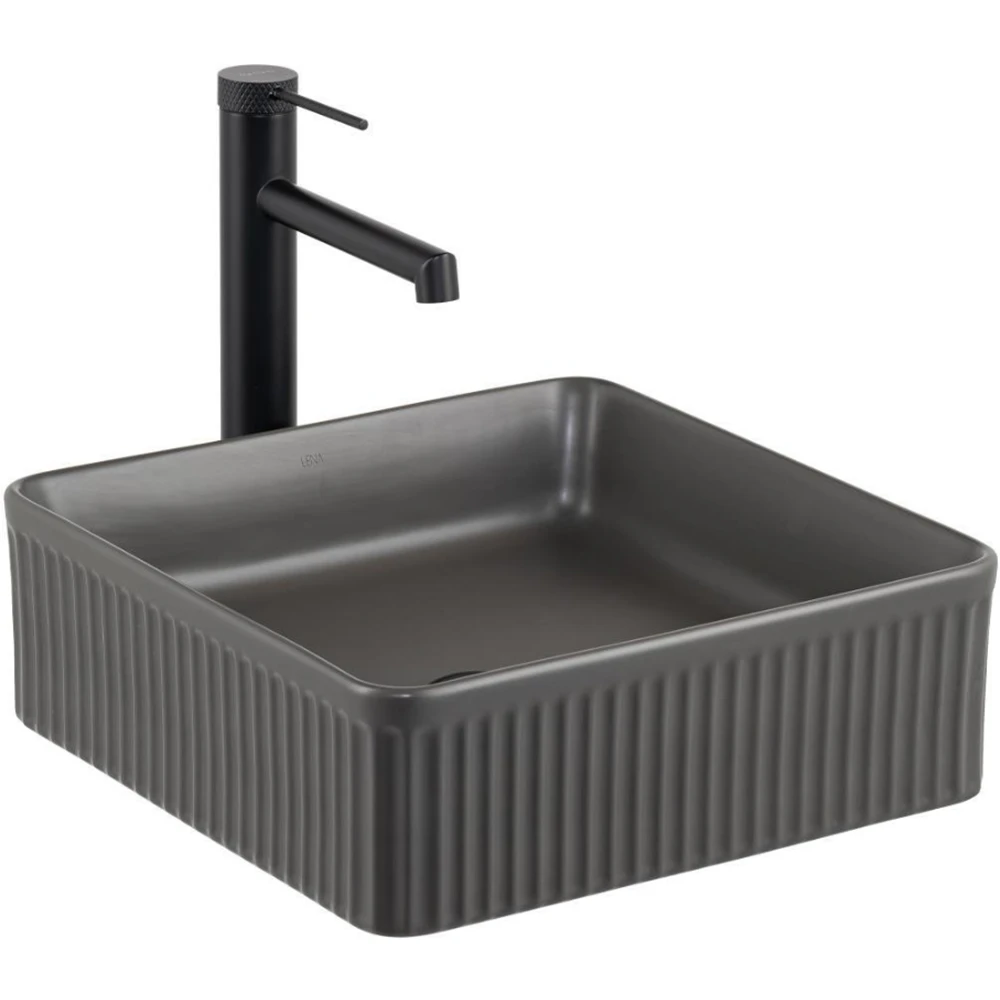 Lena E-W1003MF 37 Cm Kare Mat Füme Tezgah Üstü Lavabo