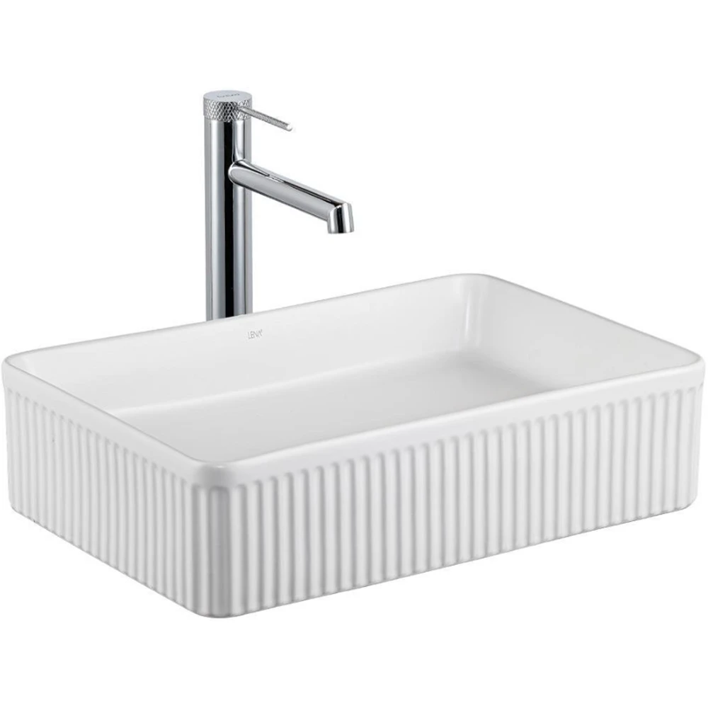 Lena E-W1004MB 50x34 Cm Mat Beyaz Tezgah Üstü Lavabo