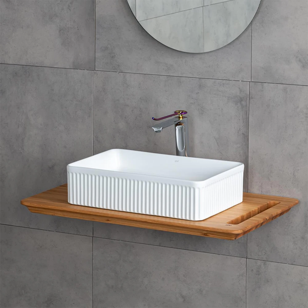 Lena E-W1004MB 50x34 Cm Mat Beyaz Tezgah Üstü Lavabo 2