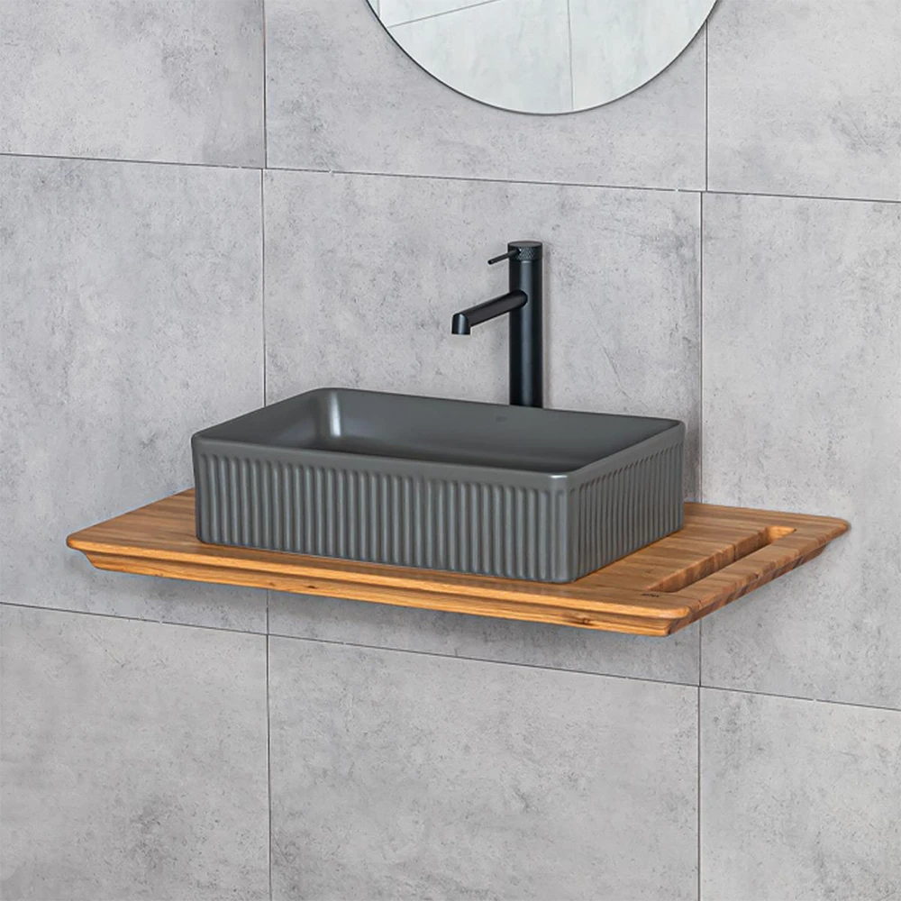 Lena E-W1004MF 50x34 Cm Mat Füme Tezgah Üstü Lavabo 2