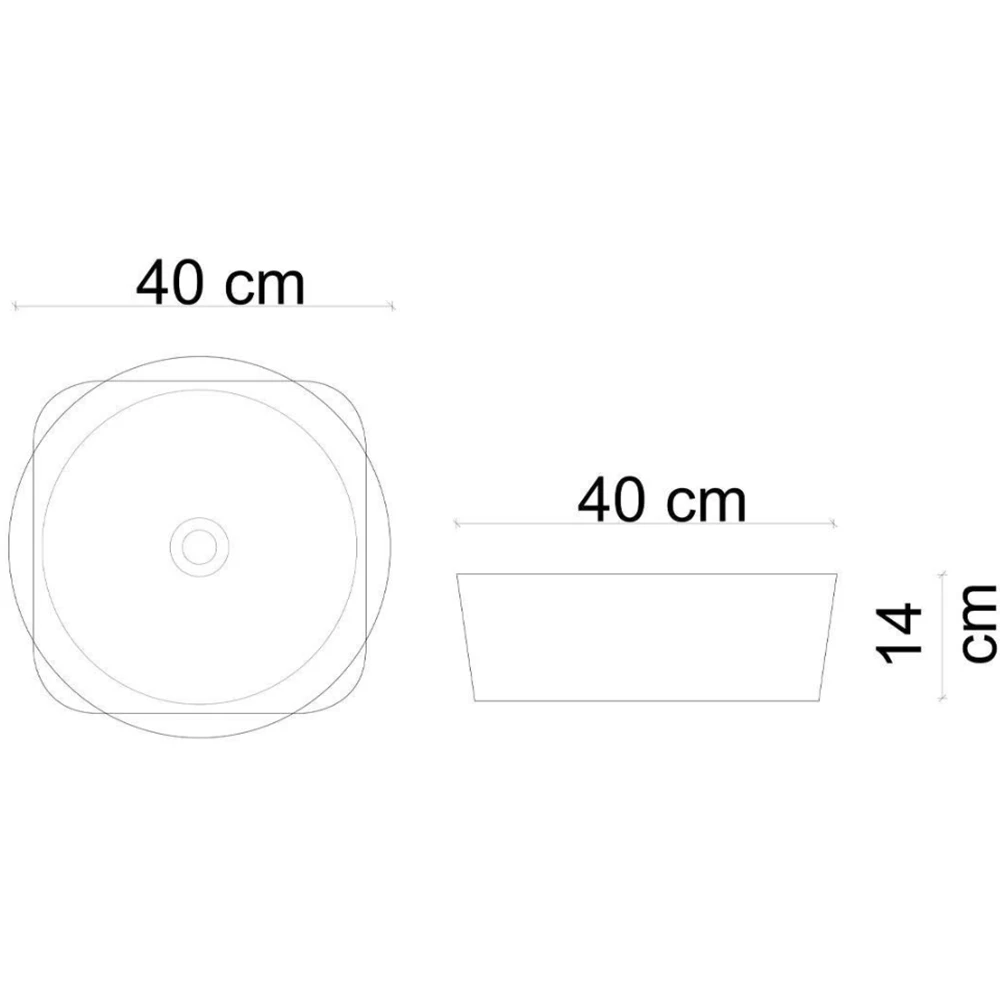 Lena E-W1050MB 40x40 Cm Mat Beyaz Tezgah Üstü Lavabo 3