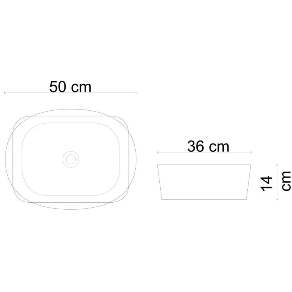 Lena E-W1051MB 50x36 Cm Mat Beyaz Tezgah Üstü Lavabo 3