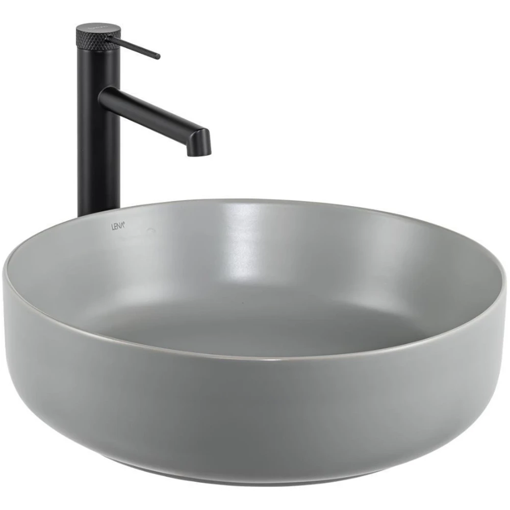 Lena E-W1201MG 44 Cm Mat Gri Yuvarlak Tezgah Üstü Lavabo