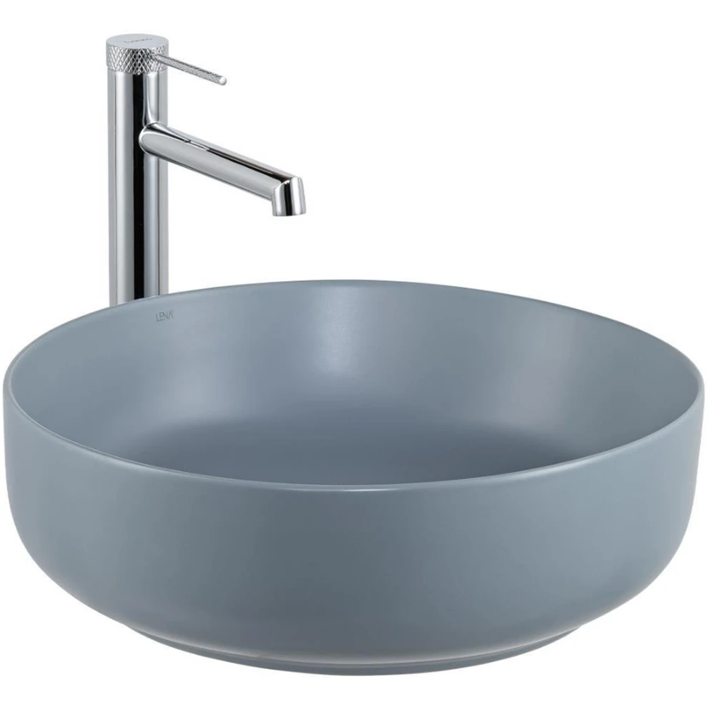 Lena E-W1201MM 44 Cm Mat Mavi Yuvarlak Tezgah Üstü Lavabo