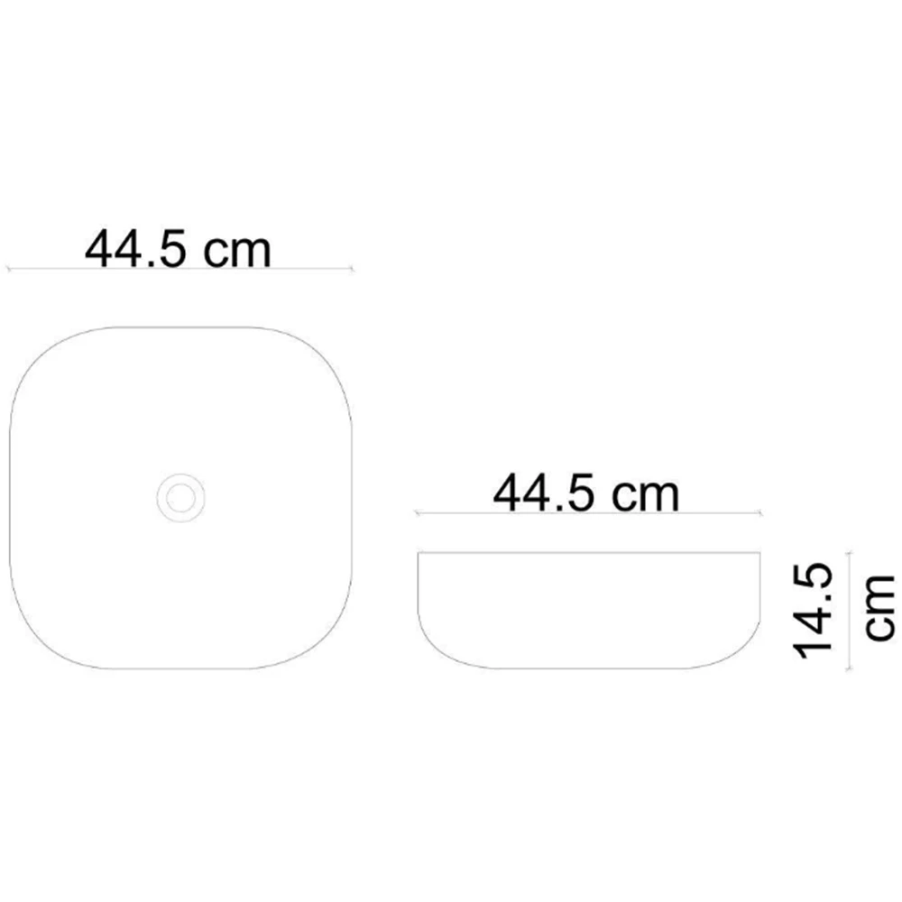 Lena E-W1203MS 44 Cm Mat Siyah Kare Tezgah Üstü Lavabo 2