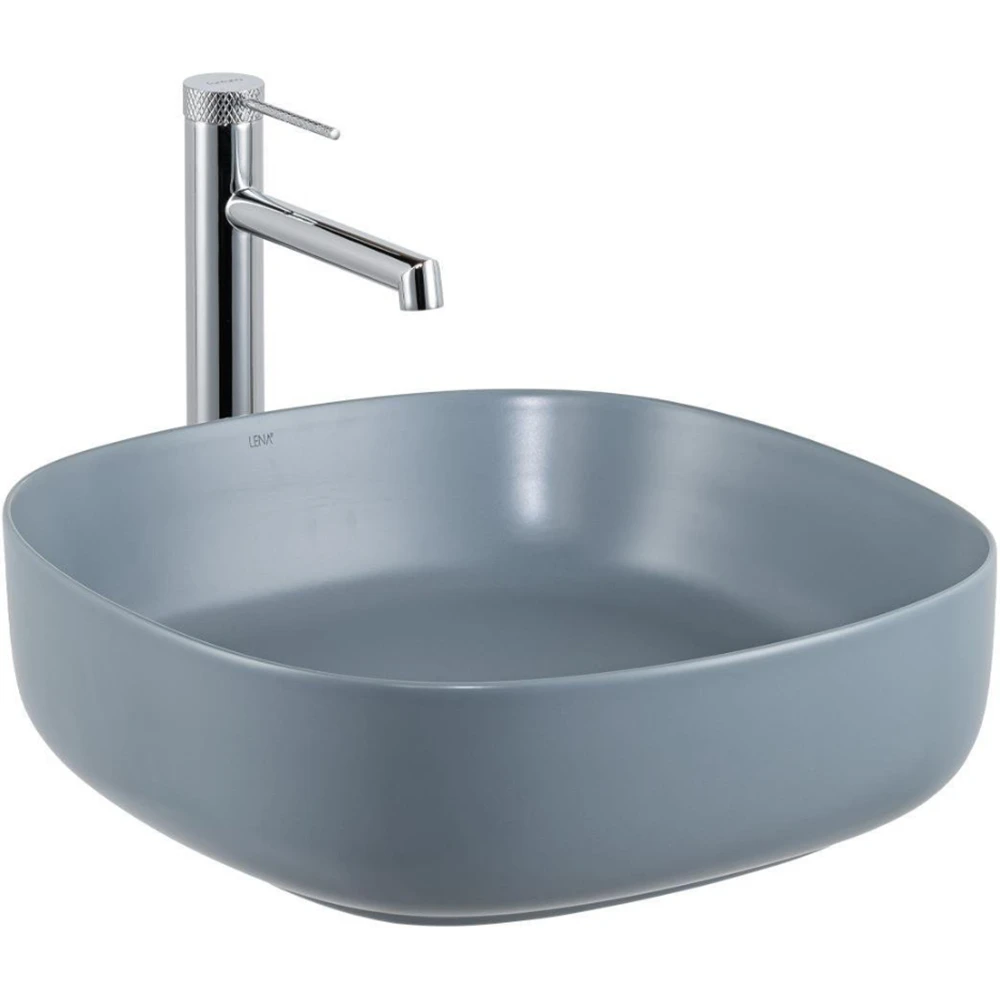 Lena E-W1203MM 44 Cm Mat Mavi Kare Tezgah Üstü Lavabo