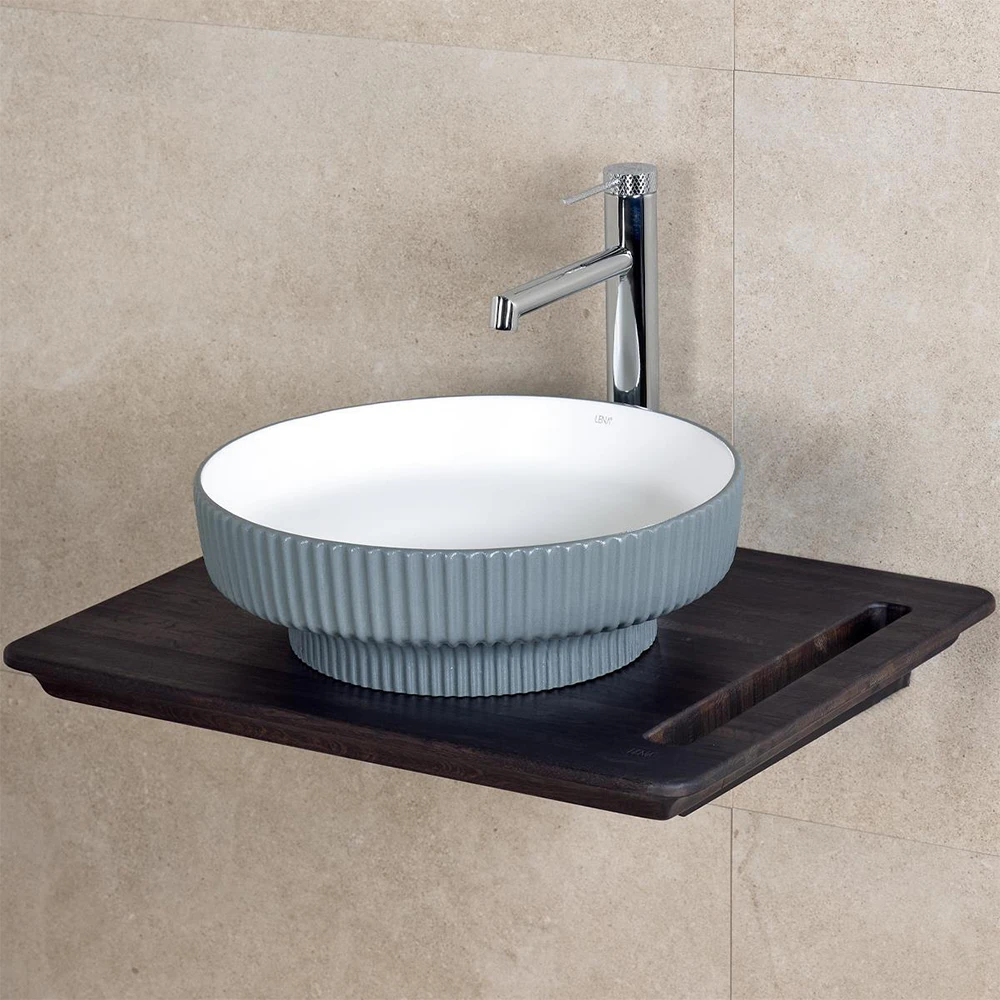 Lena E-W1501MGB 41x41 Cm Mat Gri-Beyaz Tezgah Üstü Lavabo 2