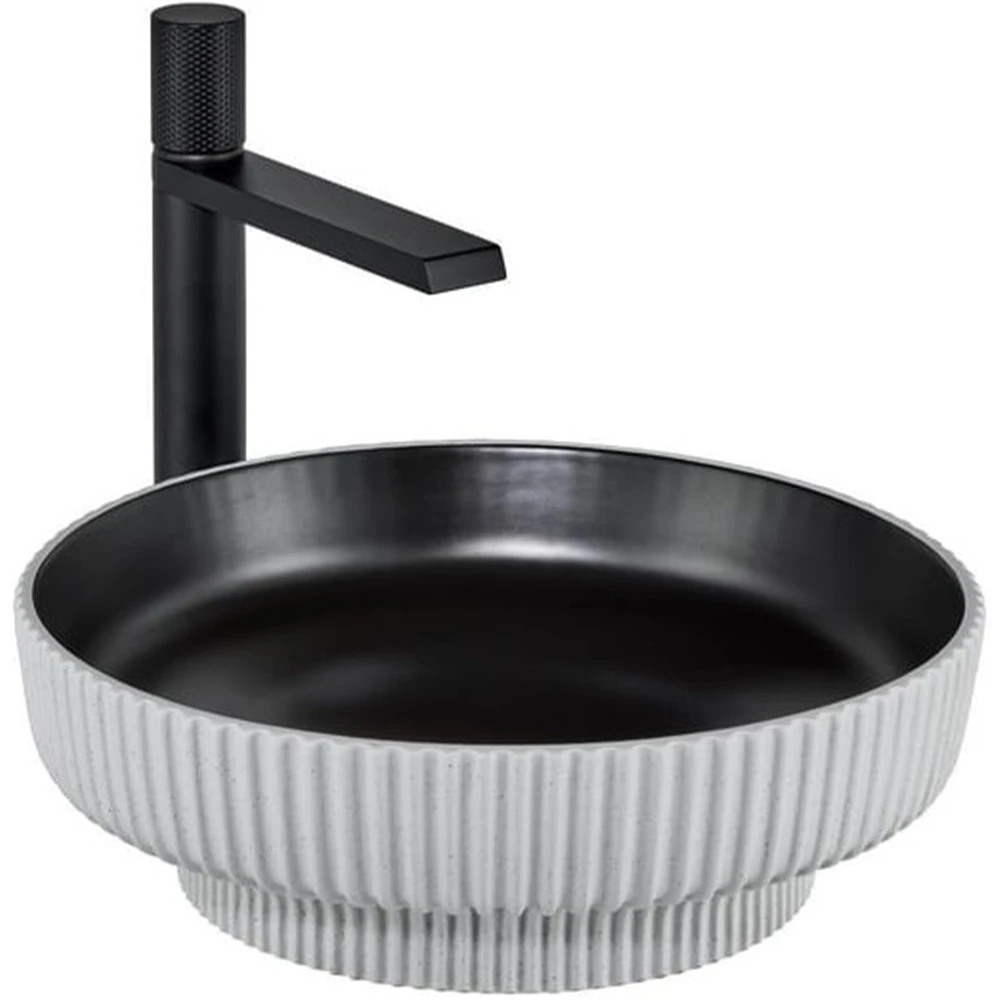 Lena E-W1501MSB 41x41 Cm Mat Siyah-Beyaz Tezgah Üstü Lavabo