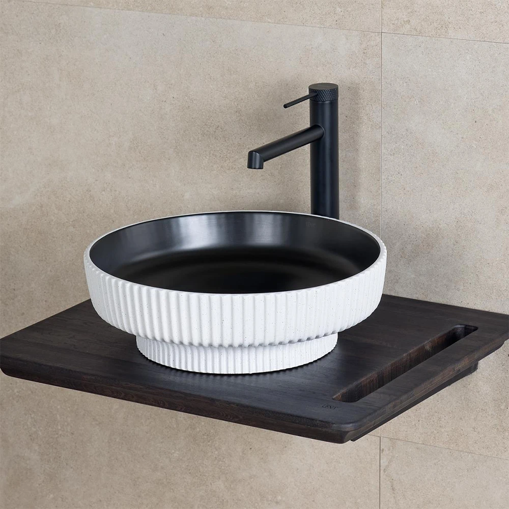 Lena E-W1502MAG 40x40 Cm Mat Gri-Beyaz Tezgah Üstü Lavabo 2