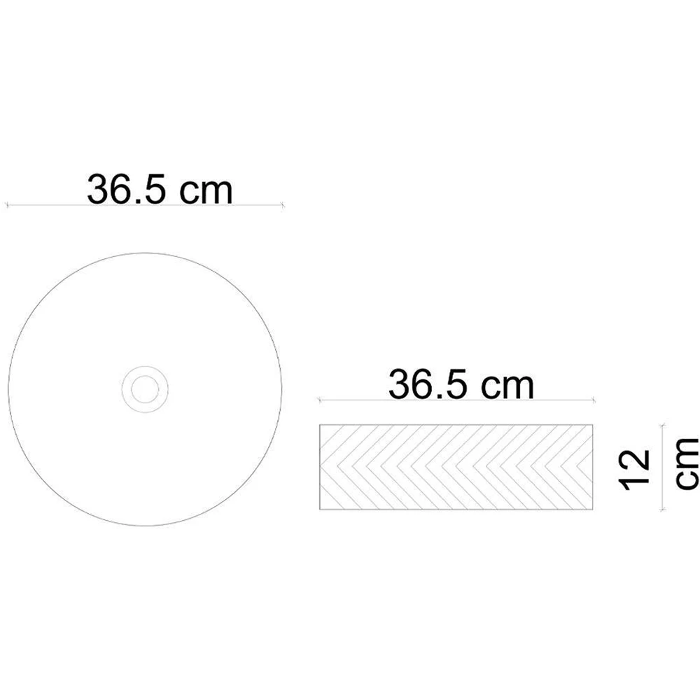 Lena E-W5002SB 36 Cm Mat Siyah-Beyaz Yuvarlak Tezgah Üstü Lavabo 3