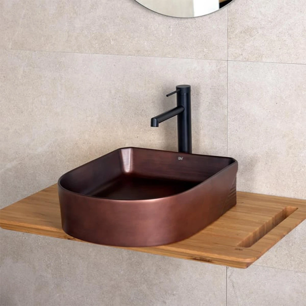 Lena EH-5110C 38x46 Cm Mat Bronz Tezgah Üstü Lavabo 2