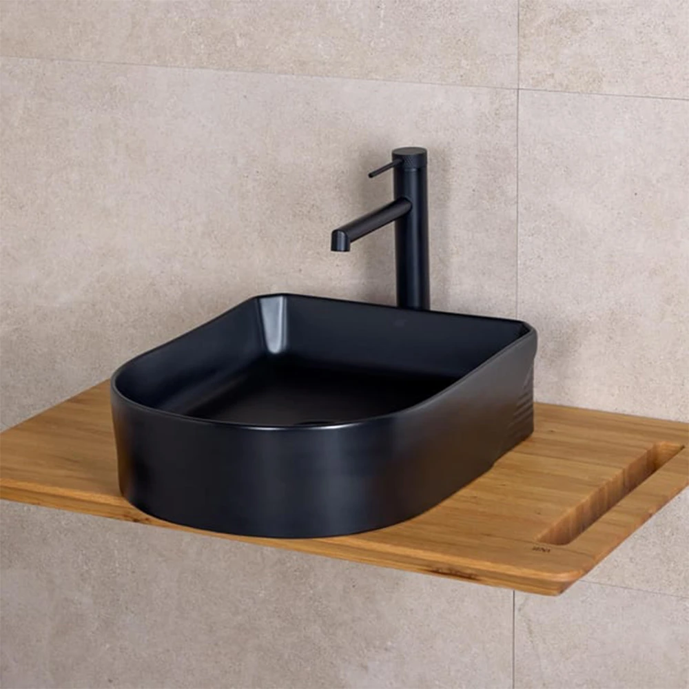 Lena EH-5110MS 38x46 Cm Mat Siyah Tezgah Üstü Lavabo 2