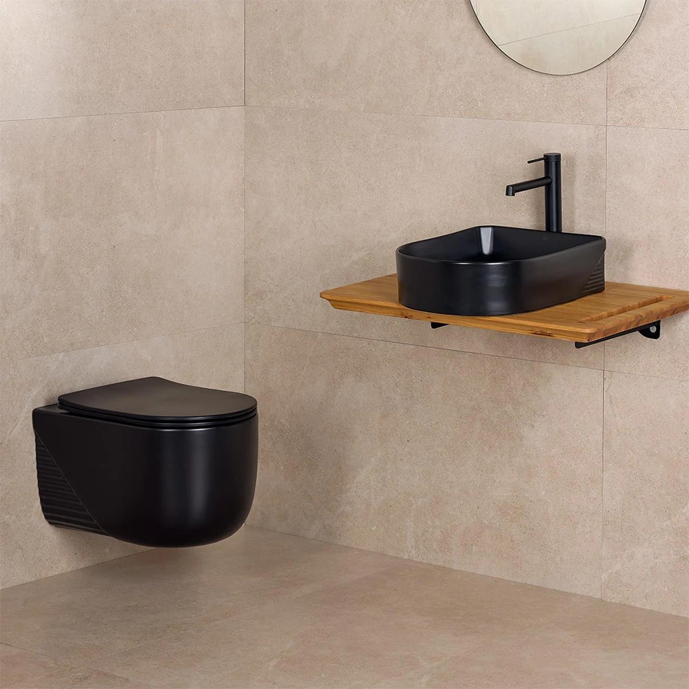 Lena ET-H5110MS Mat Siyah Kanalsız Asma Klozet Takımı 2