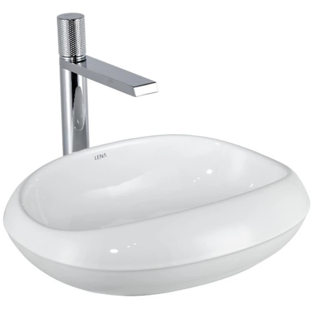 Lena EY-4710 46x38 Cm Parlak Beyaz Tezgah Üstü Lavabo