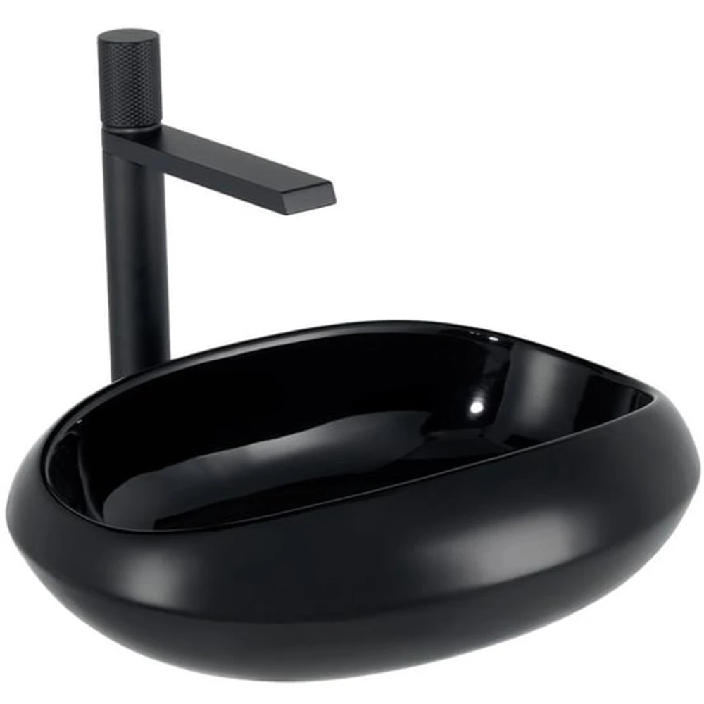 Lena EY-4710S 46x38 Cm Parlak Siyah Tezgah Üstü Lavabo