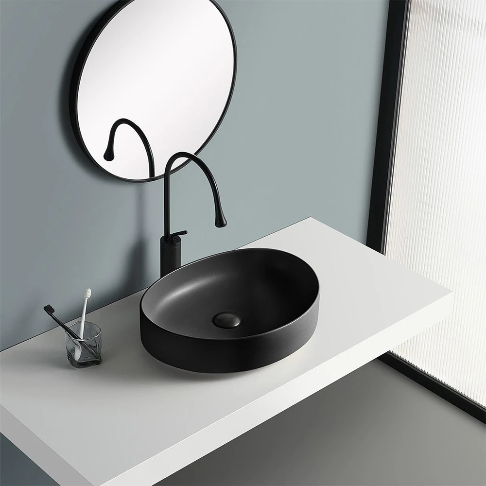 Lena EY-4713MS 50x38 Cm Mat Siyah Tezgah Üstü Lavabo 2