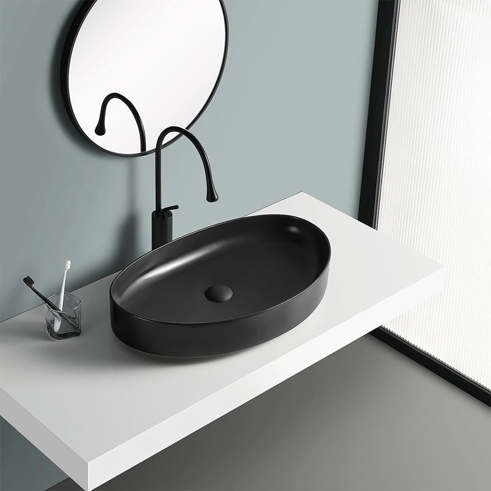 Lena EY-4714MS 65x40 Cm Mat Siyah Tezgah Üstü Lavabo 2