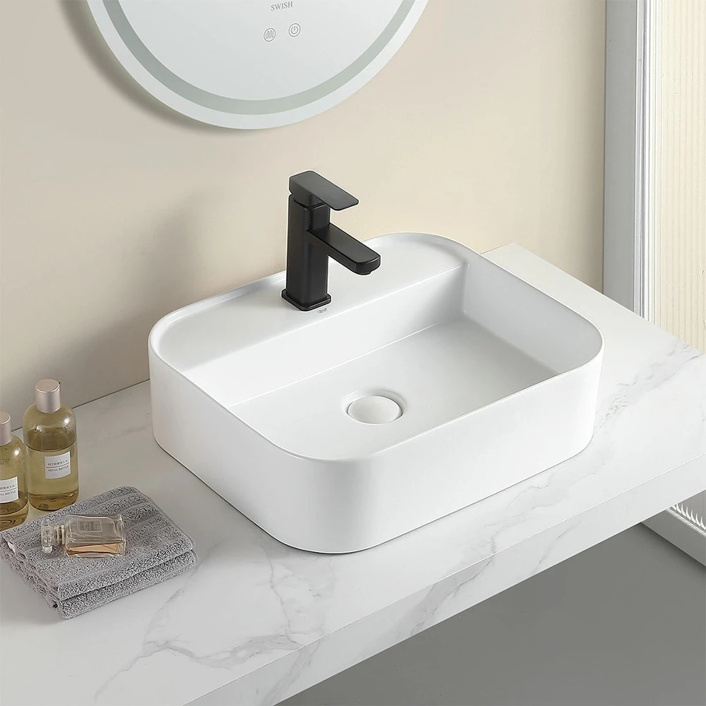 Lena EY-4720MB 50x42 Cm Mat Beyaz Tezgah Üstü Lavabo 2