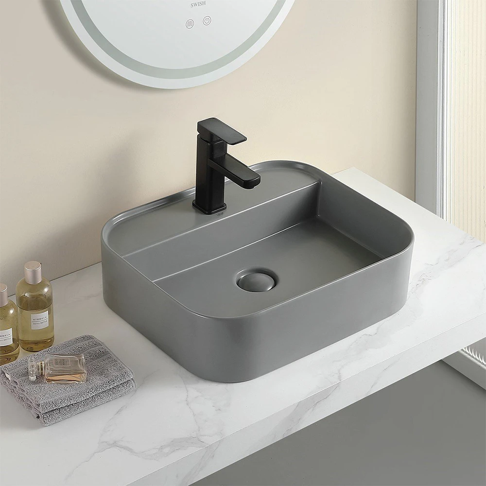 Lena EY-4720MG 50x42 Cm Mat Gri Tezgah Üstü Lavabo 2