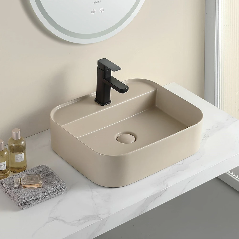 Lena EY-4720MK 50x42 Cm Mat Cappucino Tezgah Üstü Lavabo 2