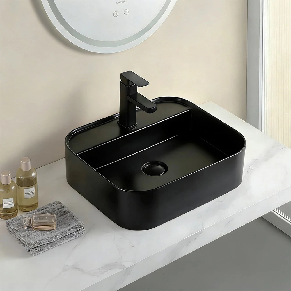 Lena EY-4720MS 50x42 Cm Mat Siyah Tezgah Üstü Lavabo 2
