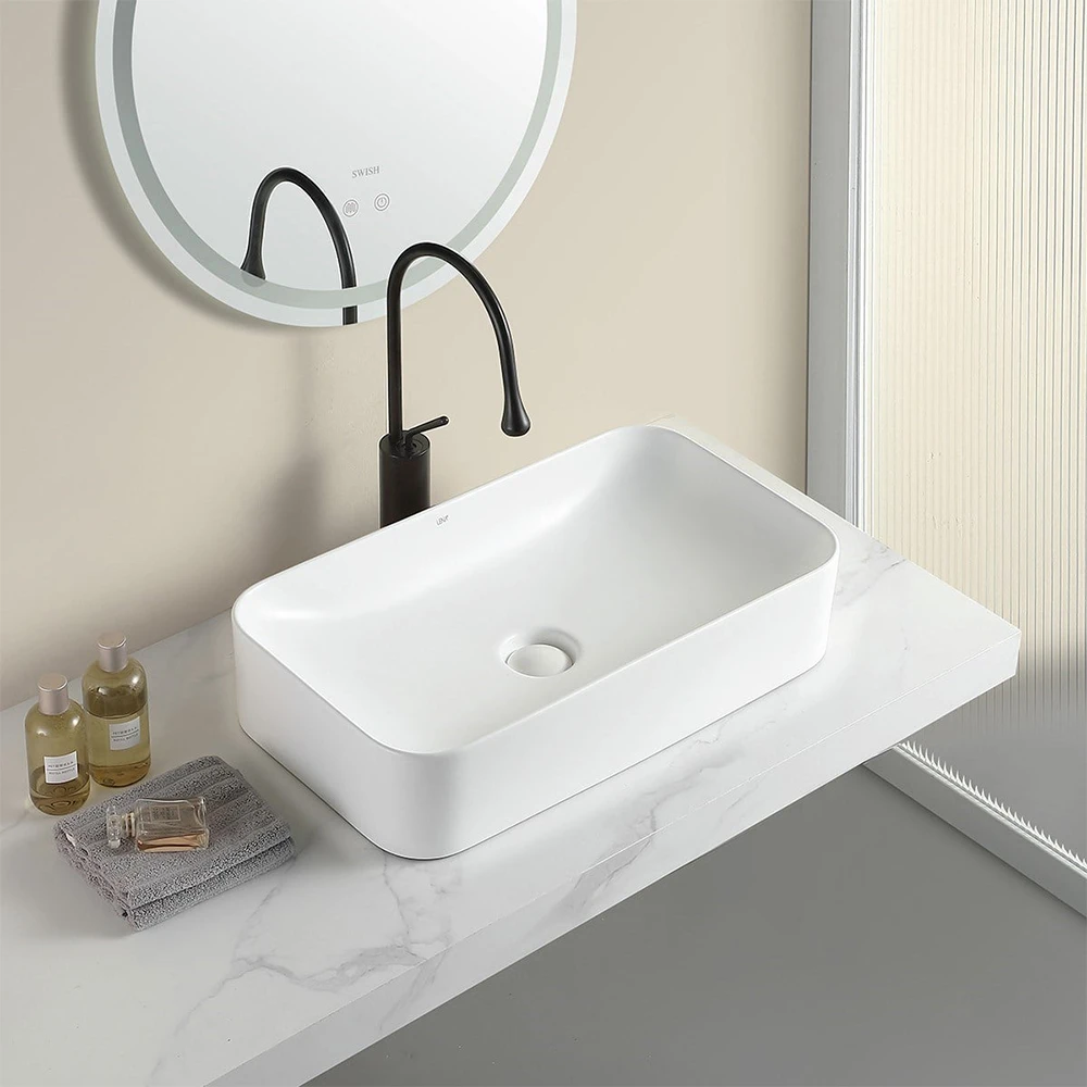 Lena EY-4730MB 60x38 Cm Mat Beyaz Tezgah Üstü Lavabo 2