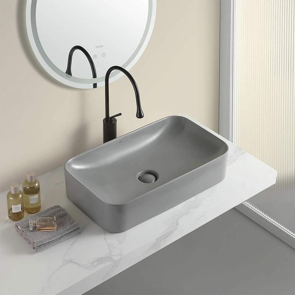 Lena EY-4730MG 60x38 Cm Mat Gri Tezgah Üstü Lavabo 2