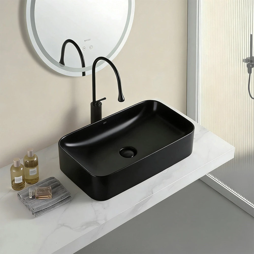 Lena EY-4730MS 60x38 Cm Mat Siyah Tezgah Üstü Lavabo 2