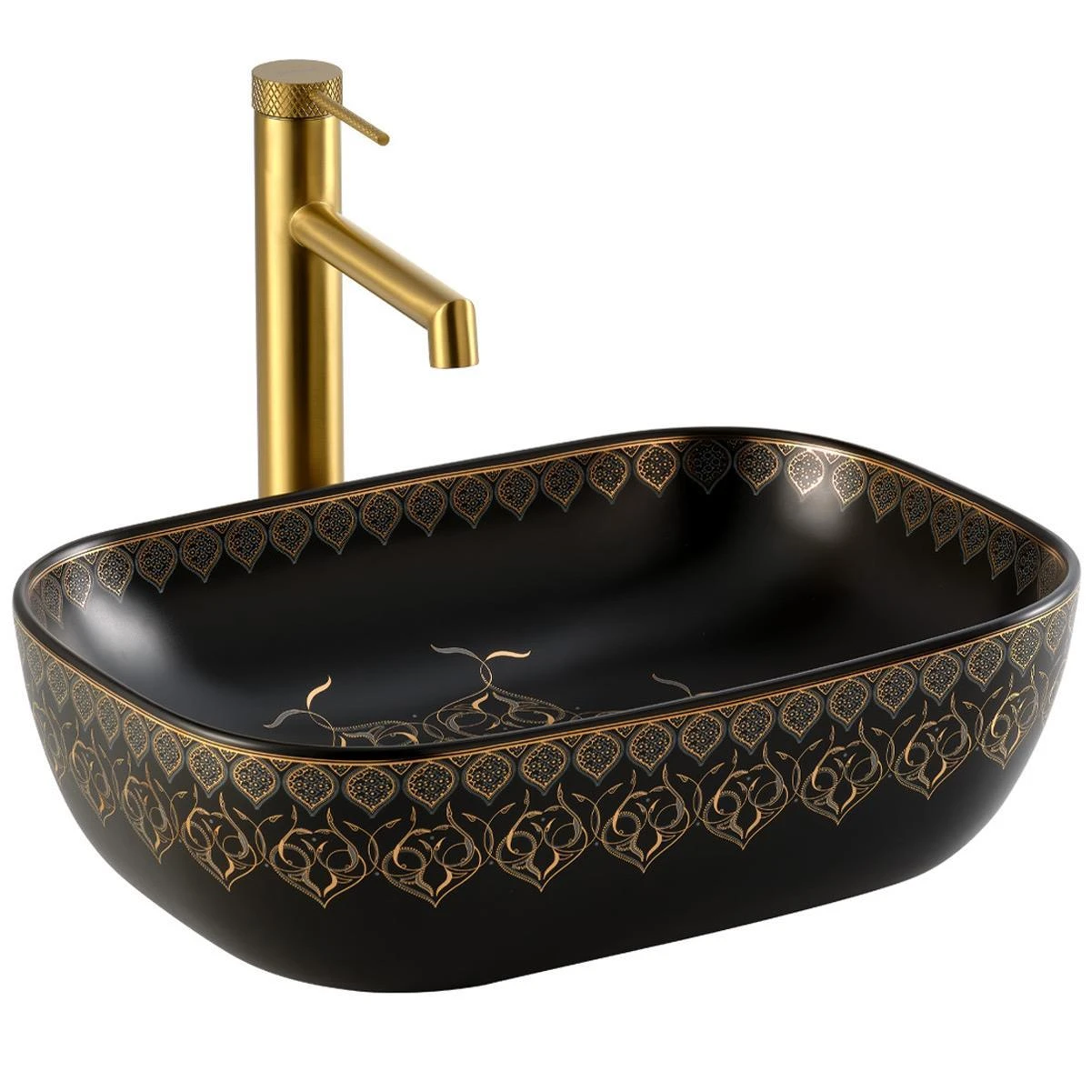 Lena EY-7033S Tezgah Üstü Lavabo Siyah& Altın