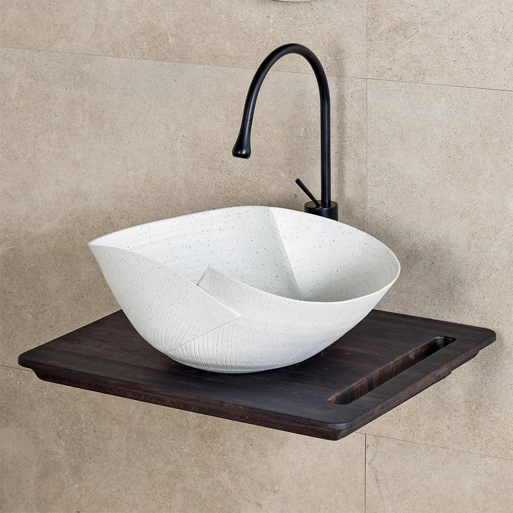 Lena EY-9101 50x34 Cm Mat Beyaz Tezgah Üstü Lavabo 2
